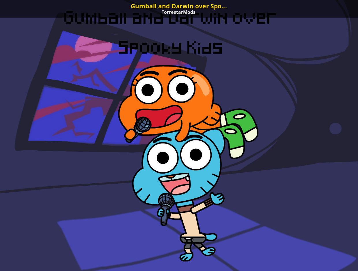 Gumball and Darwin over Spooky Kids [Friday Night Funkin'] [Mods]