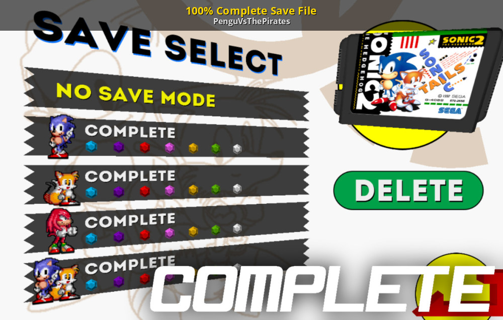 100% Complete Save File [Sonic the Hedgehog 2 (2013)] [Mods]