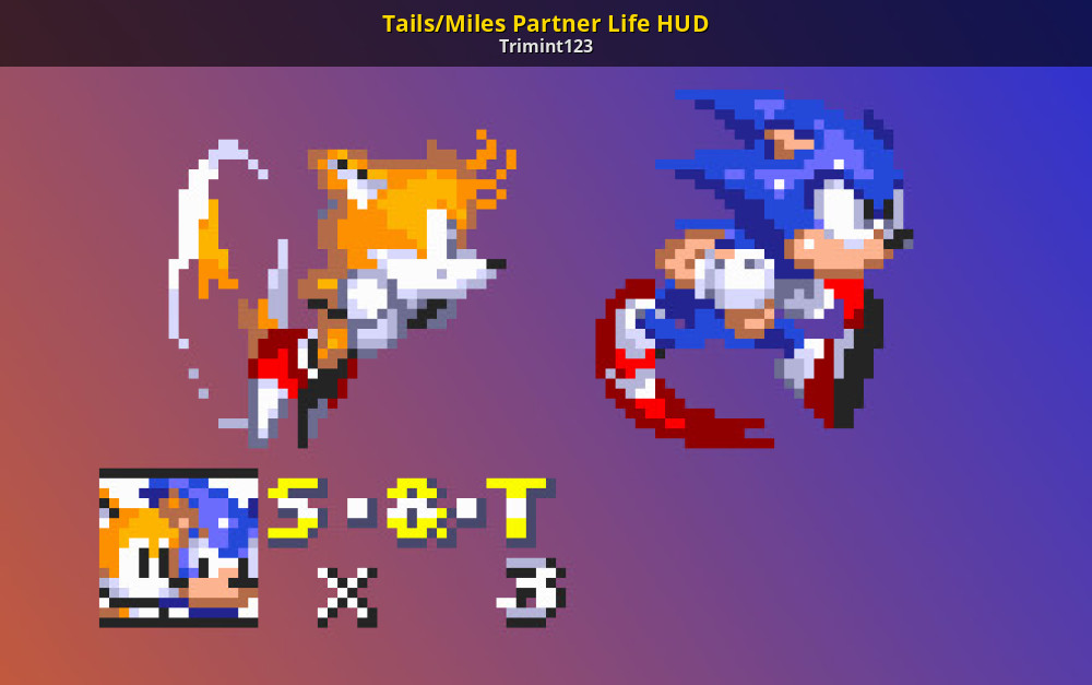 Tails/Miles Partner Life HUD [Sonic 3 A.I.R.] [Mods]