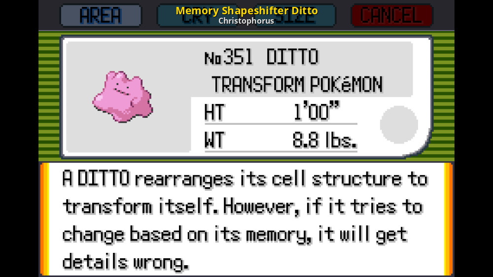 Memory Shapeshifter Ditto [Pokemon Emerald] [Mods]