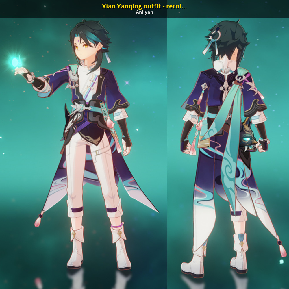 Xiao Yanqing outfit - recolor of 澪然1112 mod [Genshin Impact] [Mods]