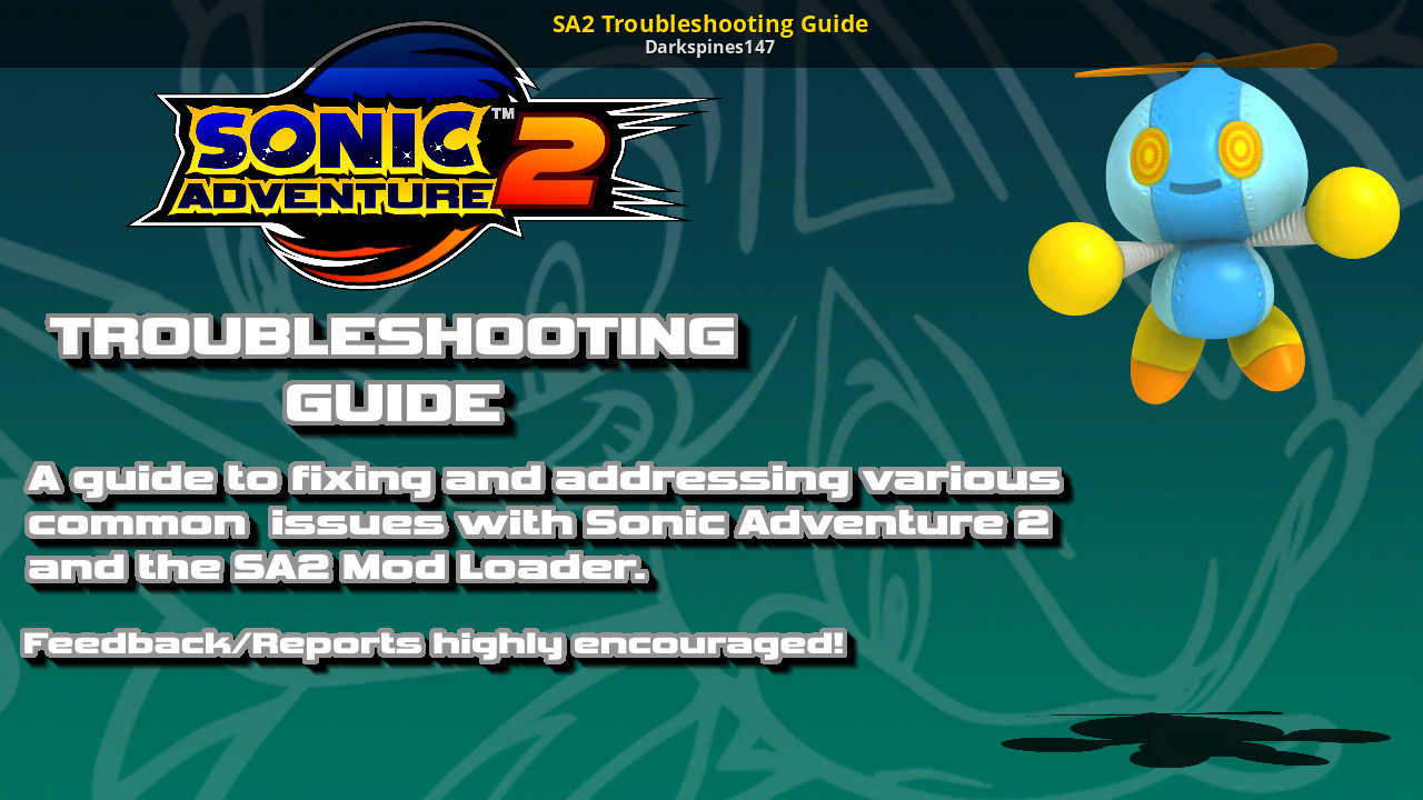 Sa2 Troubleshooting Guide Sonic Adventure 2 Tutorials